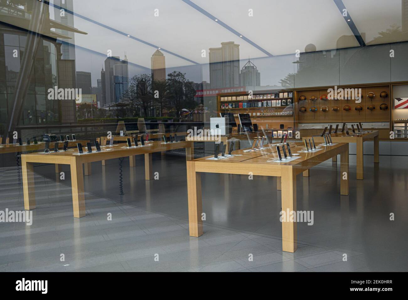 The outside view of a closed Apple store at a local mall, Guangzhou