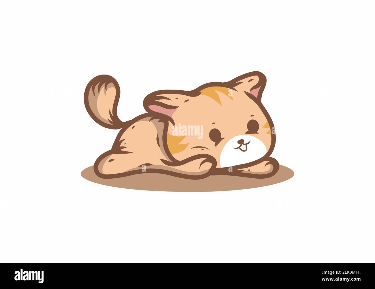 Brown lazy cat illustration drawing design Stock Vector Image & Art - Alamy