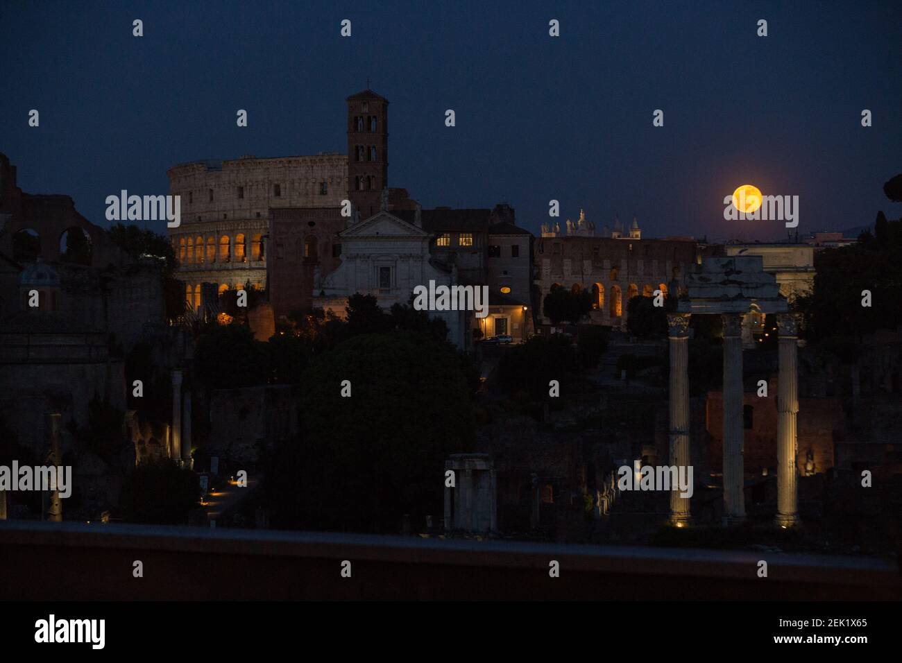 September Moon Rome Super moon while rising near the Colosseum in Rome, Italy on May 7 ...