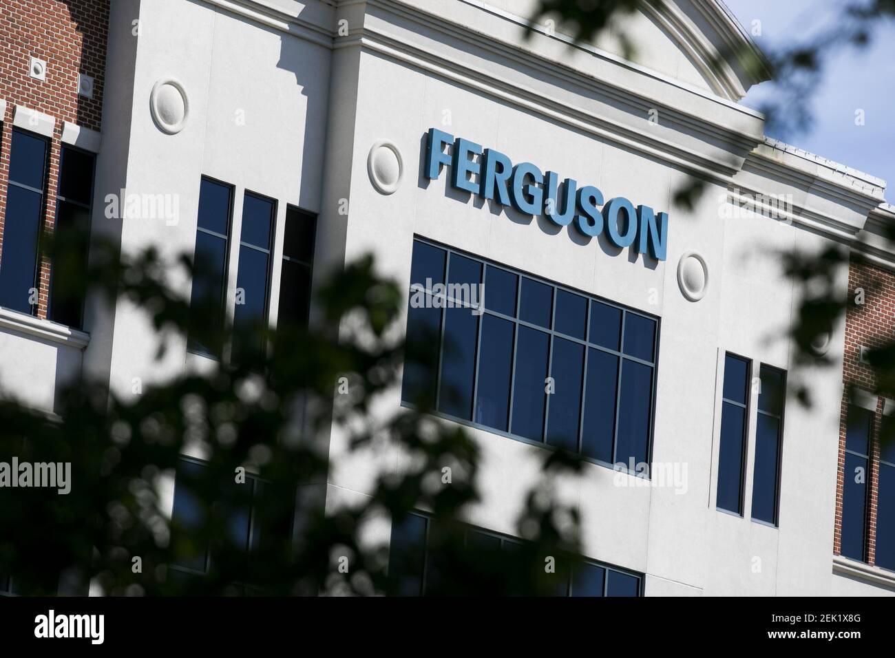 A logo sign outside of the headquarters of Ferguson in Newport News, Virginia on May 2, 2020