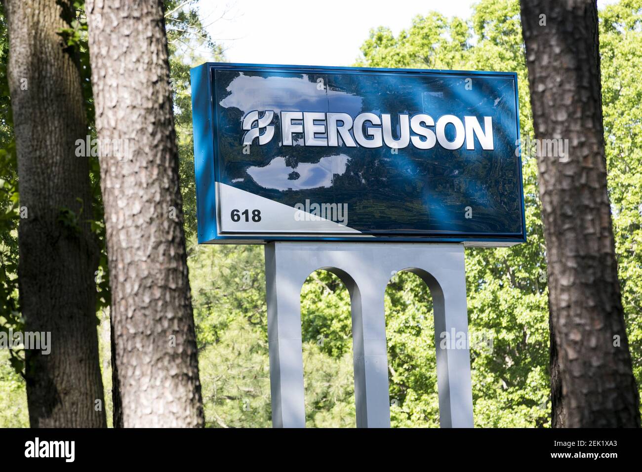 A logo sign outside of the headquarters of Ferguson in Newport News