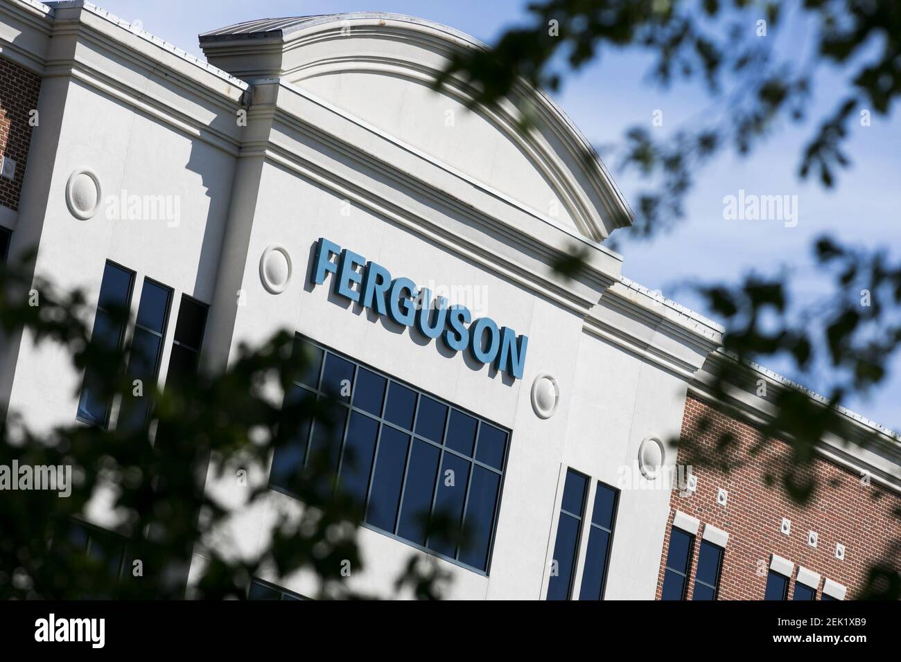 A logo sign outside of the headquarters of Ferguson in Newport News
