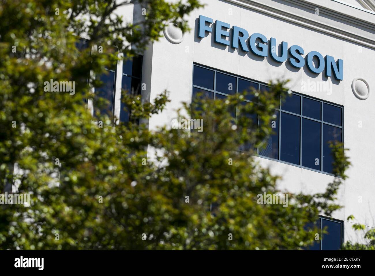 A logo sign outside of the headquarters of Ferguson in Newport News, Virginia on May 2, 2020