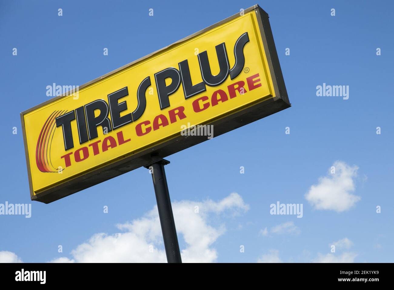 A logo sign outside of a Tires Plus retail store location in Harrisburg, Pennsylvania on May 4