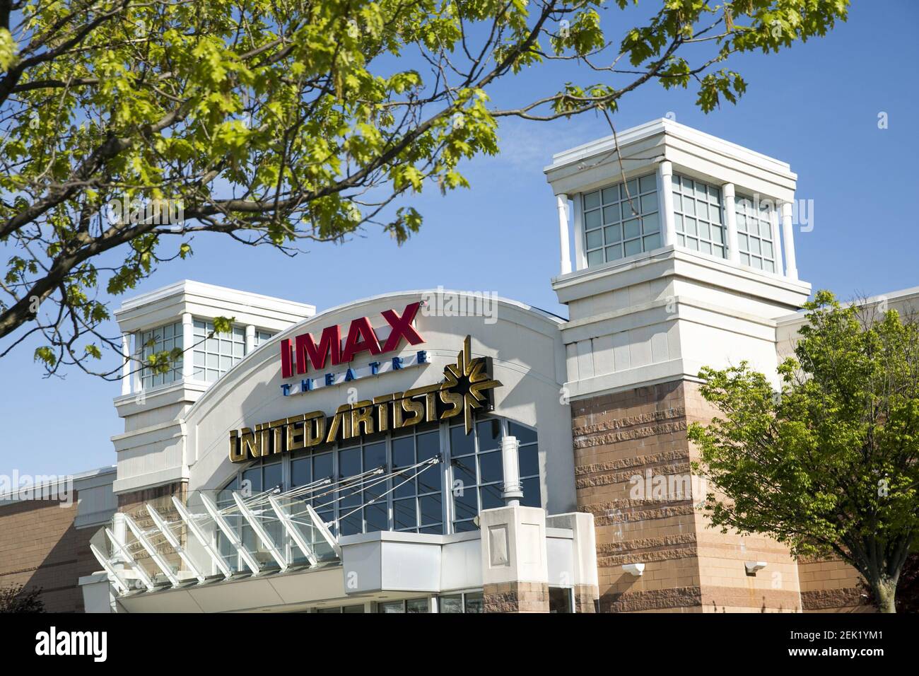 A logo sign outside of a United Artists movie theater location in King