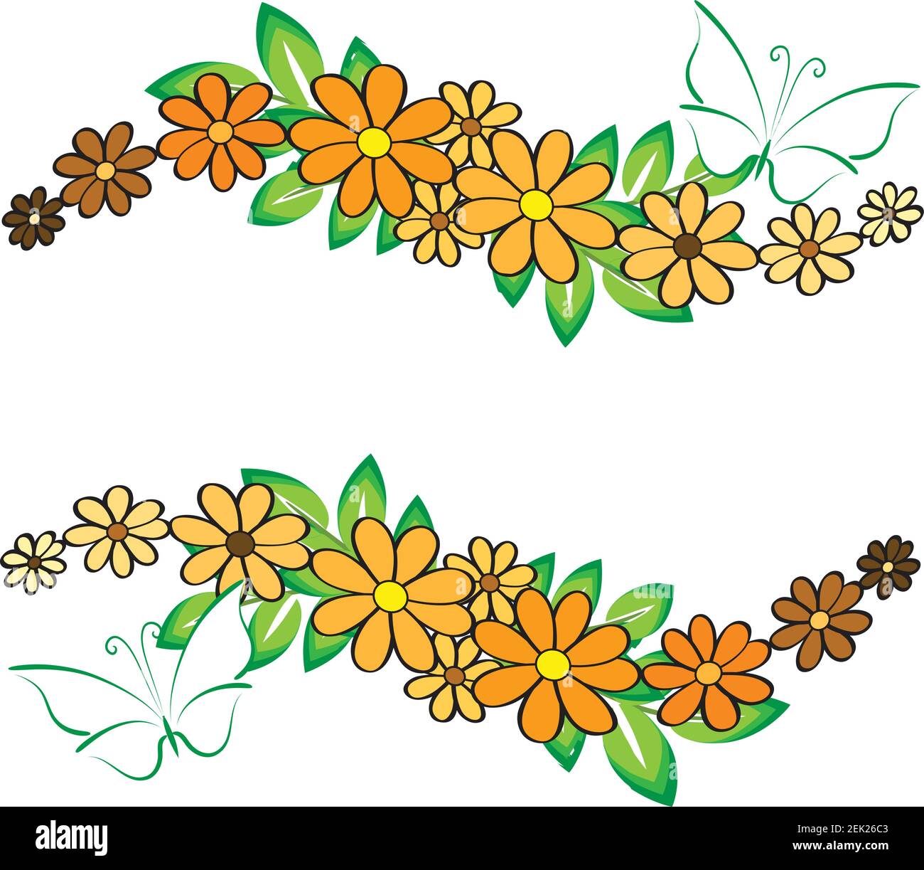 vector flowers butterfly border frame care background design Stock