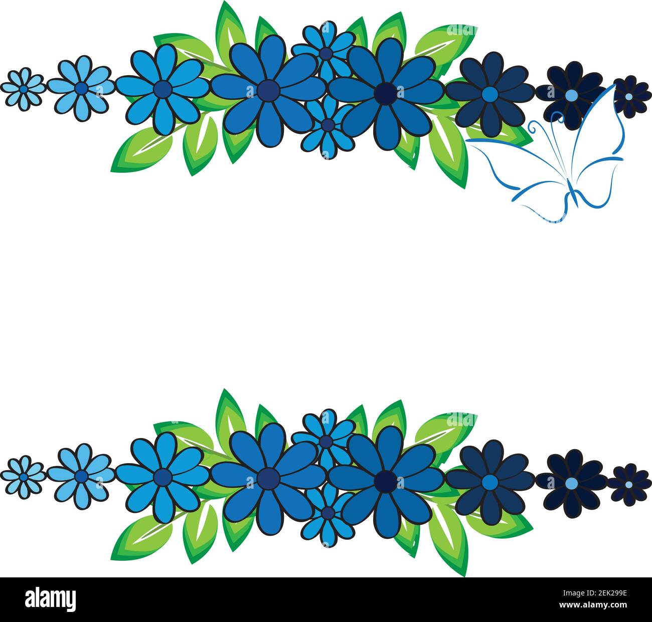 vector flowers butterfly border frame care background design Stock ...