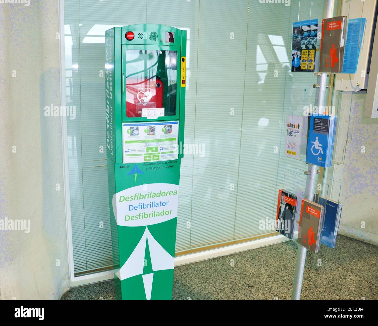 Front view of an defibrillator in the airport Stock Photo Alamy