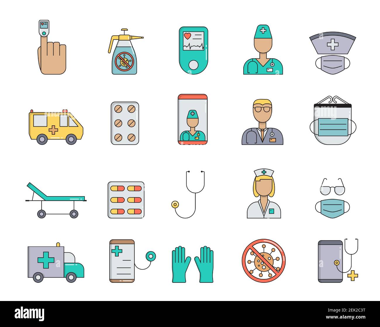 Medicine, equipment, doctors, medicines, help. Simple icon in trendy ...