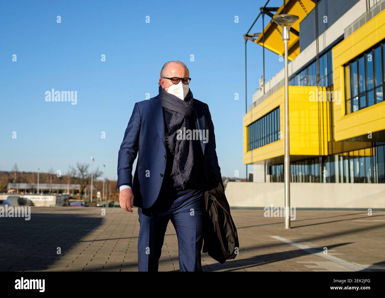 Fritz KELLER (GER, DFB President) on the way to the stadium, soccer Laenderspiel women, mini-tournament - Three Nations. One Goal, Germany (GER) - Belgium (BEL), on February 21, 2021 in Aachen/Germany. Â | usage worldwide Stock Photo