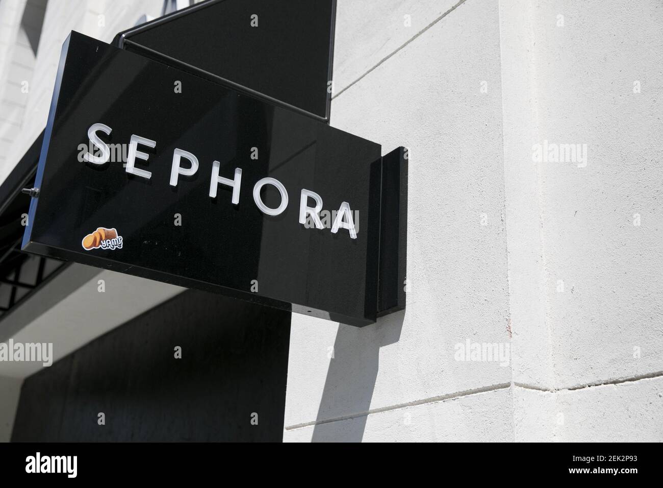 A logo sign outside of a Sephora retail store location in Washington, D ...