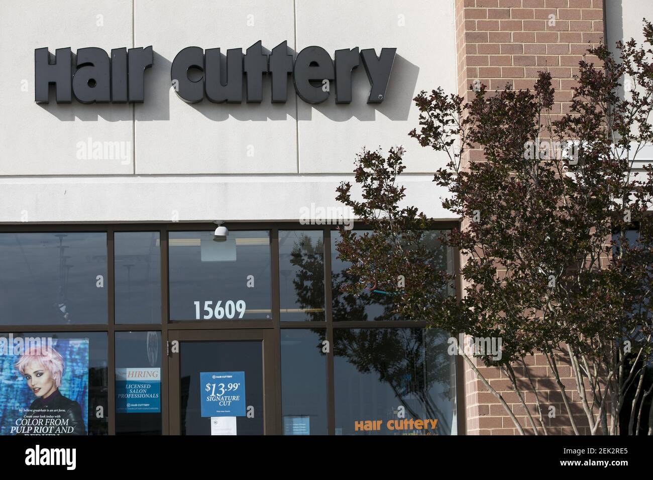 A logo sign outside of a Hair Cuttery location in Midlothian, Virginia