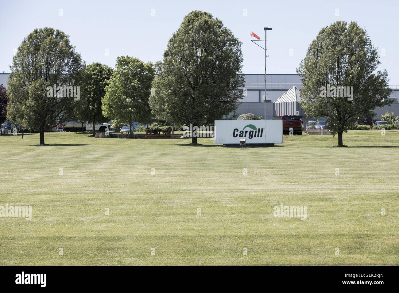 A logo sign outside of a Cargill poultry processing plant in Mt