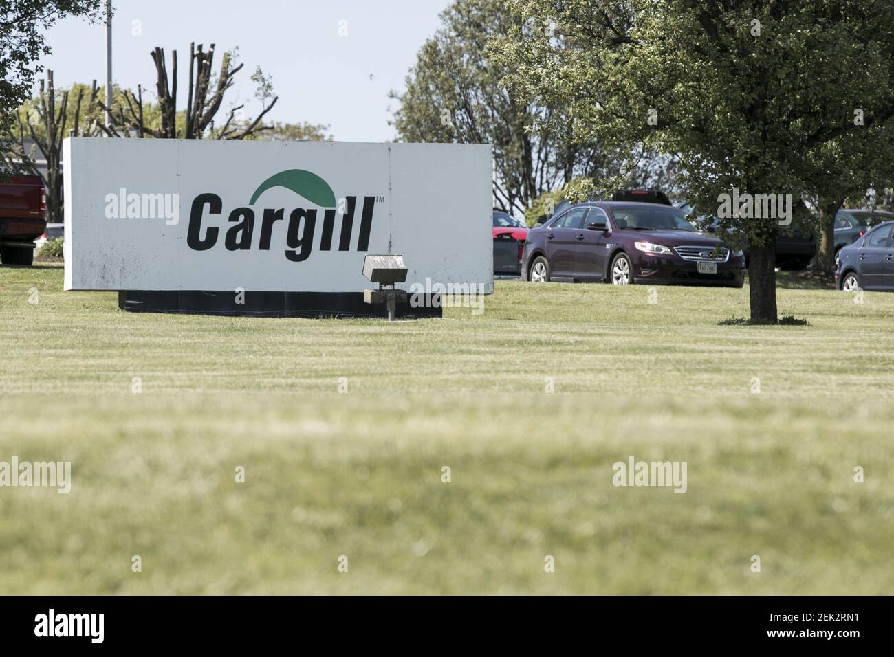 A logo sign outside of a Cargill poultry processing plant in Mt