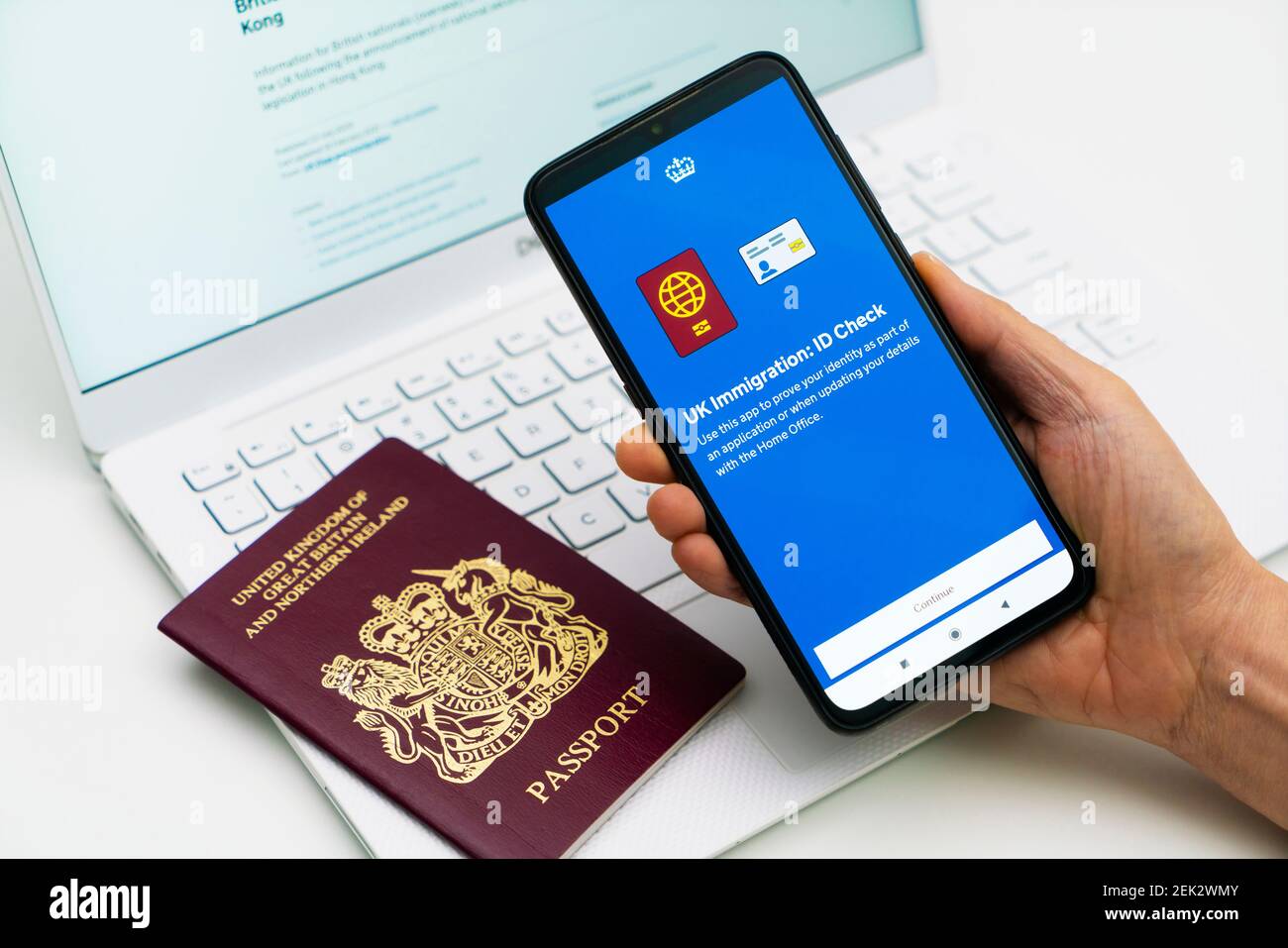 Applying for the Hong Kong BNO visa using newly released smartphone app Stock Photo