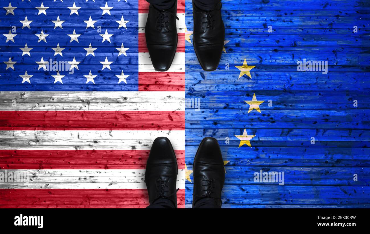 Transatlantic Relations, Common Future Europe And The USA - Political Business Concept Stock Photo