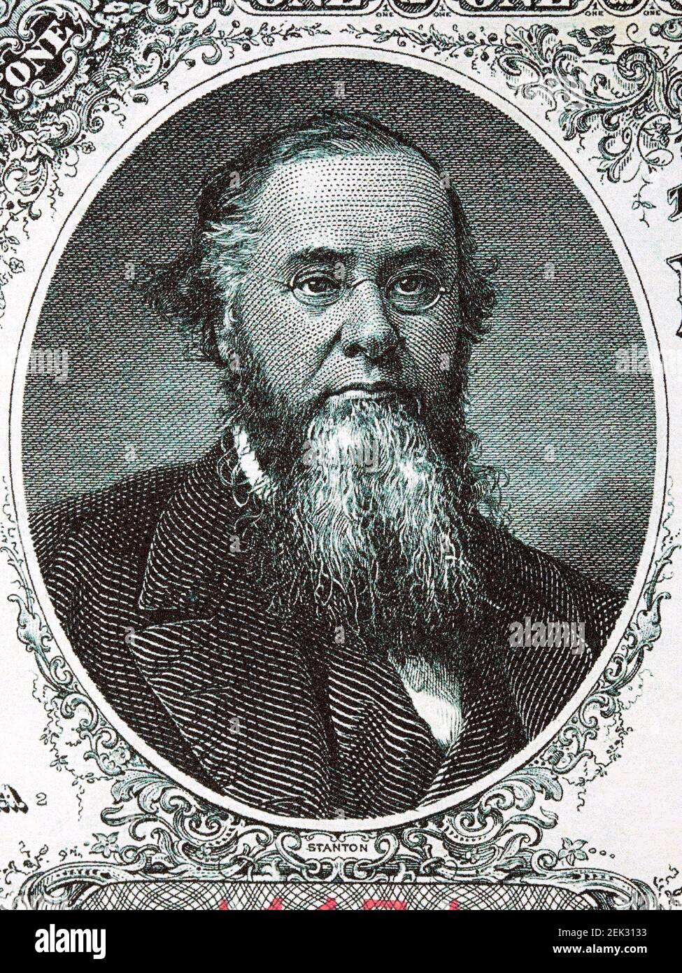 Edwin Stanton a portrait from old American money Stock Photo
