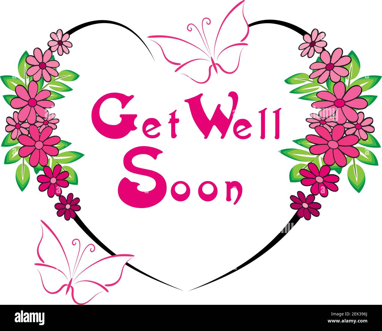 get well soon with vector flowers border design Stock Photo Alamy
