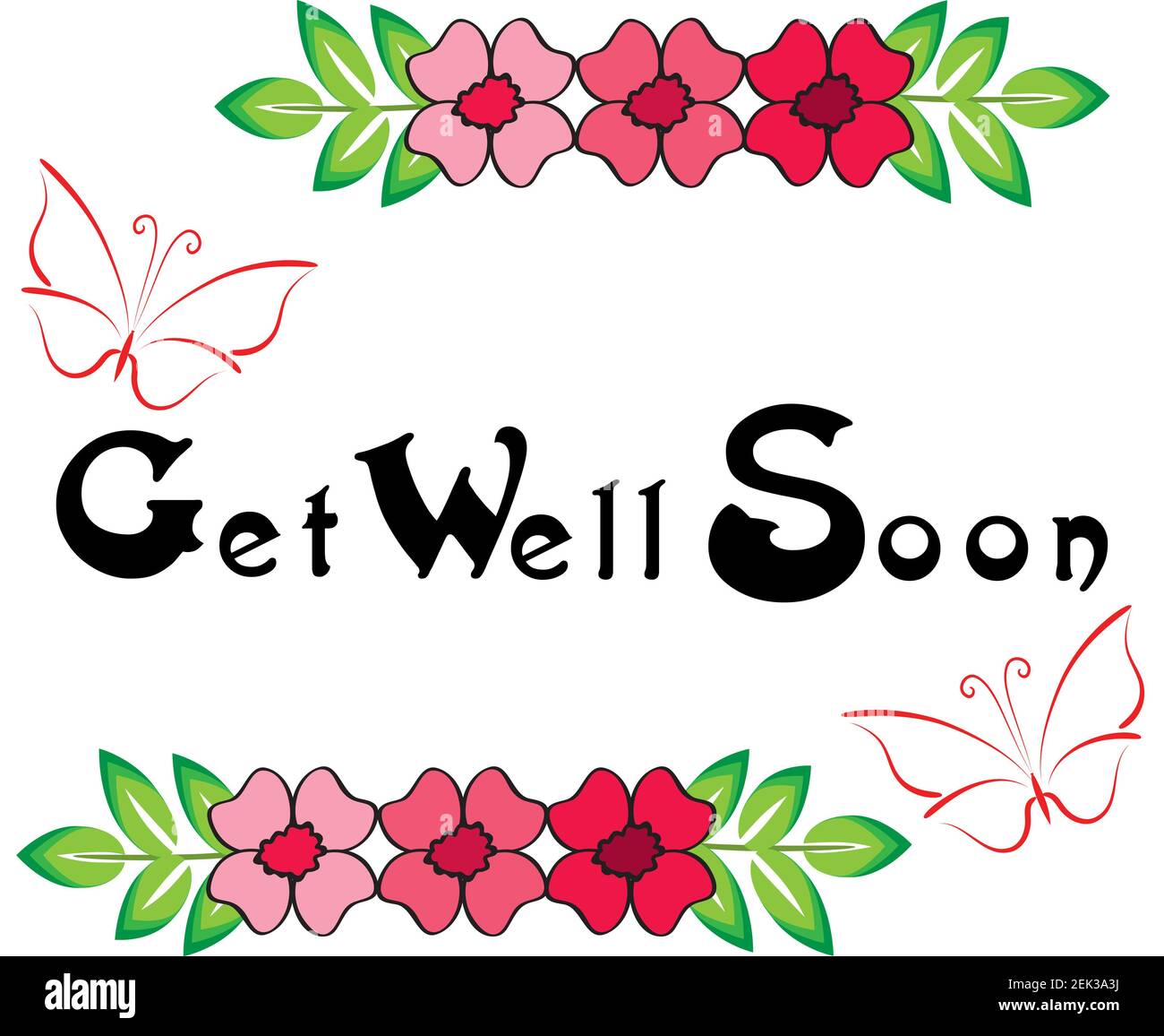 get well soon with vector flowers border design Stock Photo Alamy