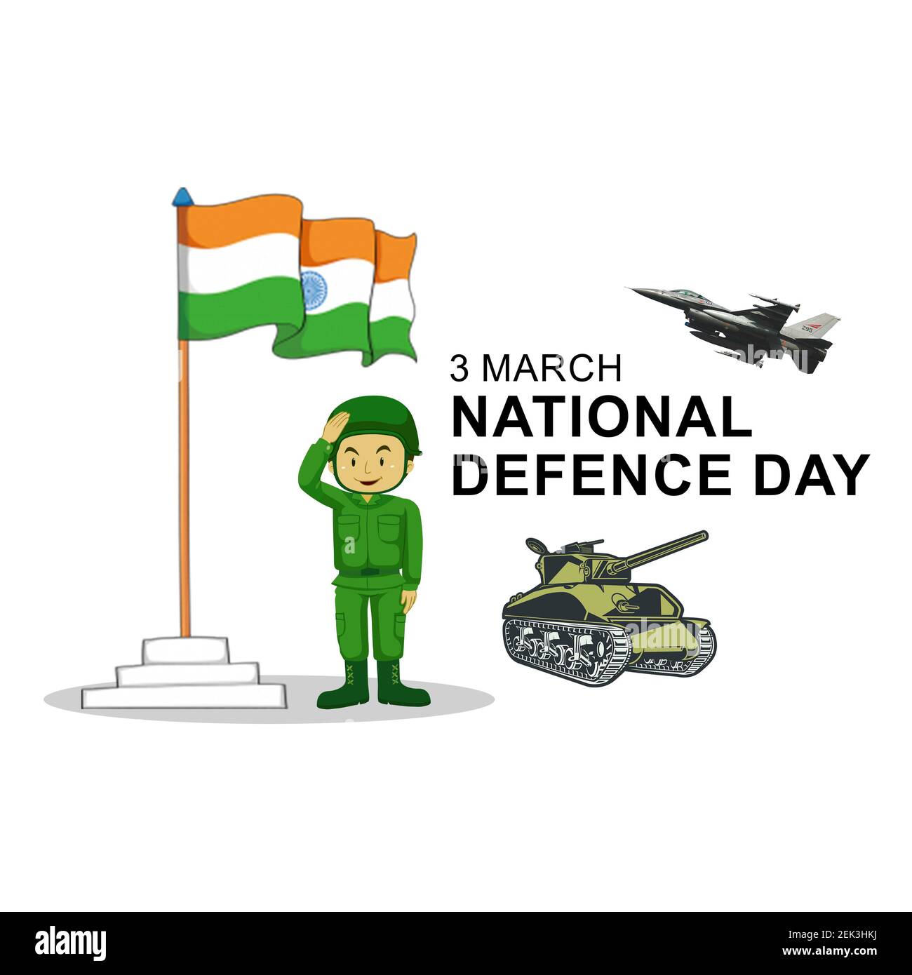 3rd March. Happy Defense Day India. Stock Photo