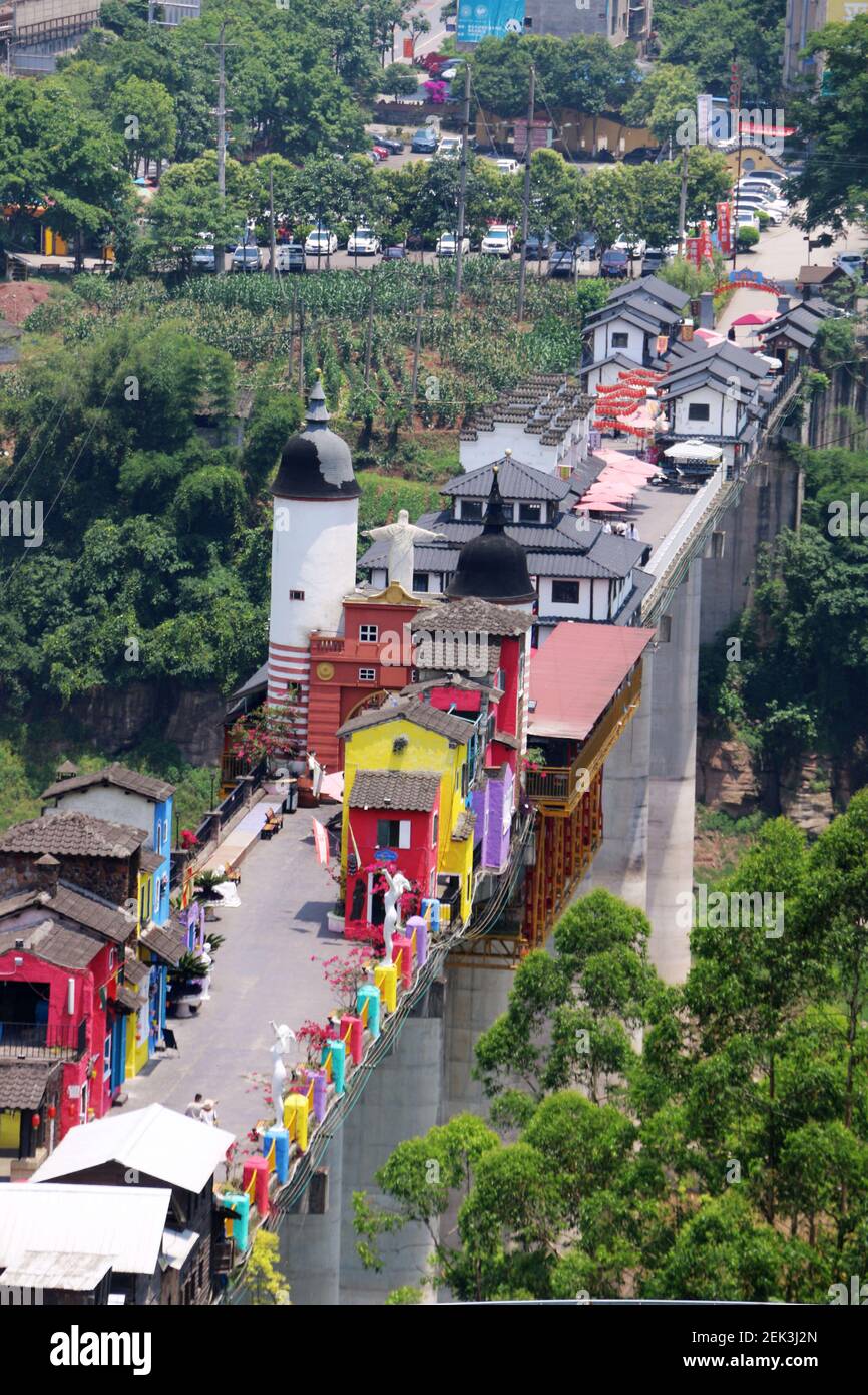 CHONGQING, CHINA MAY 23, 2020 Houses and shops have been built on a