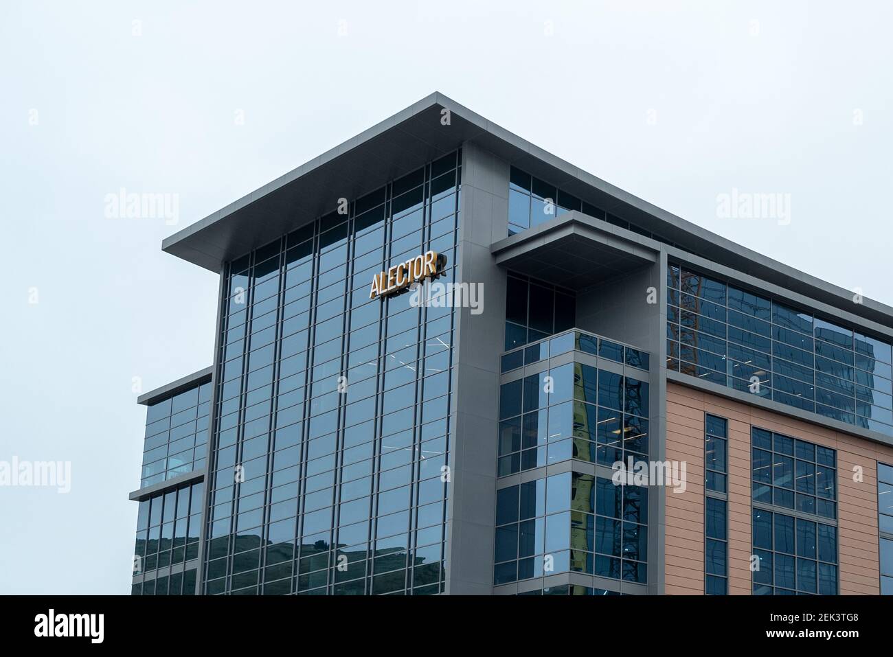 Facade with logo at headquarters of pharmaceutical company Alector in ...