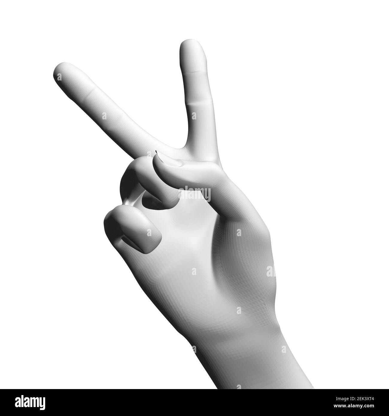 The man hand shows two fingers. A symbol of peace. 3D. Vector ...