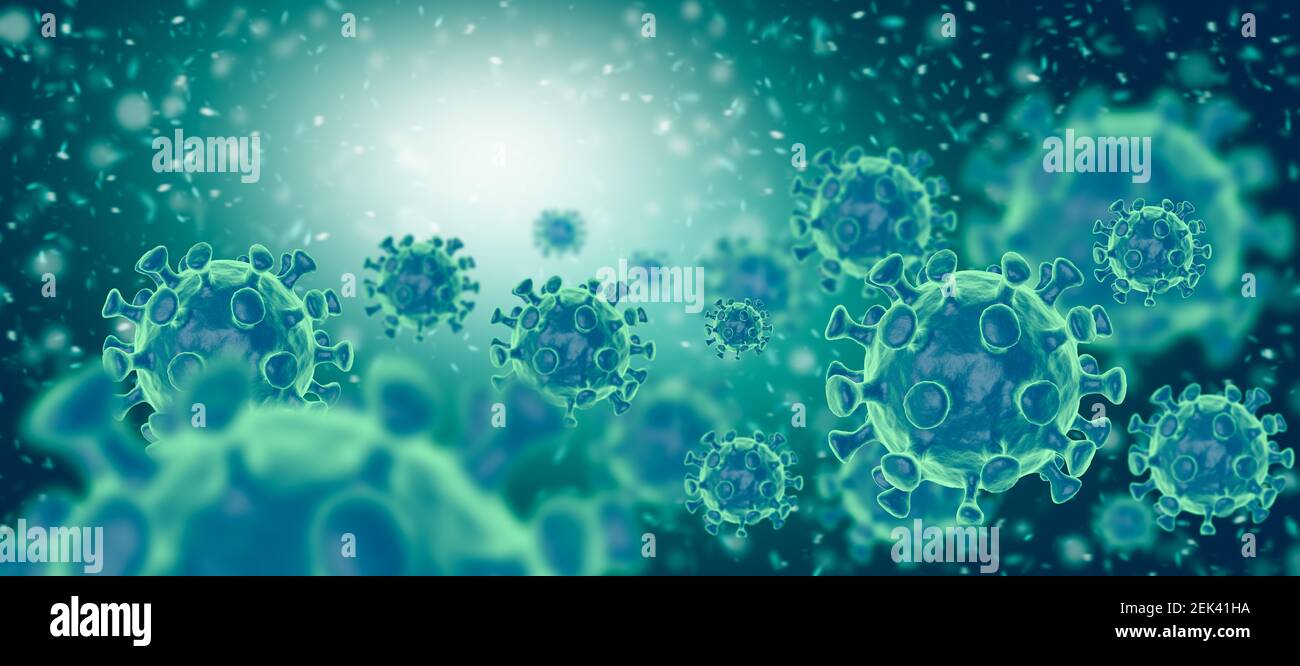 Pathogenic viruses causing infection in host organism , Viral disease outbreak , 3d illustration Stock Photo