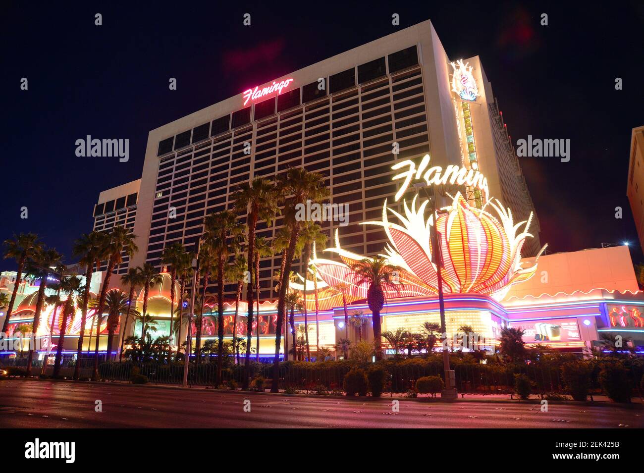 May 29, 2020; Las Vegas, Nevada, USA; General view of Flamingo Hilton hotel and casino. Las Vegas casinos and hotels have been shut down for over two months due to the COVID-19 pandemic. Nevada governor Steve Sisolak announced most hotel casinos will reopen June 4 with precautions in place to minimize the spread of COVID-19. Mandatory Credit: Gary A. Vasquez-USA TODAY NETWORK/Sipa USA Stock Photo