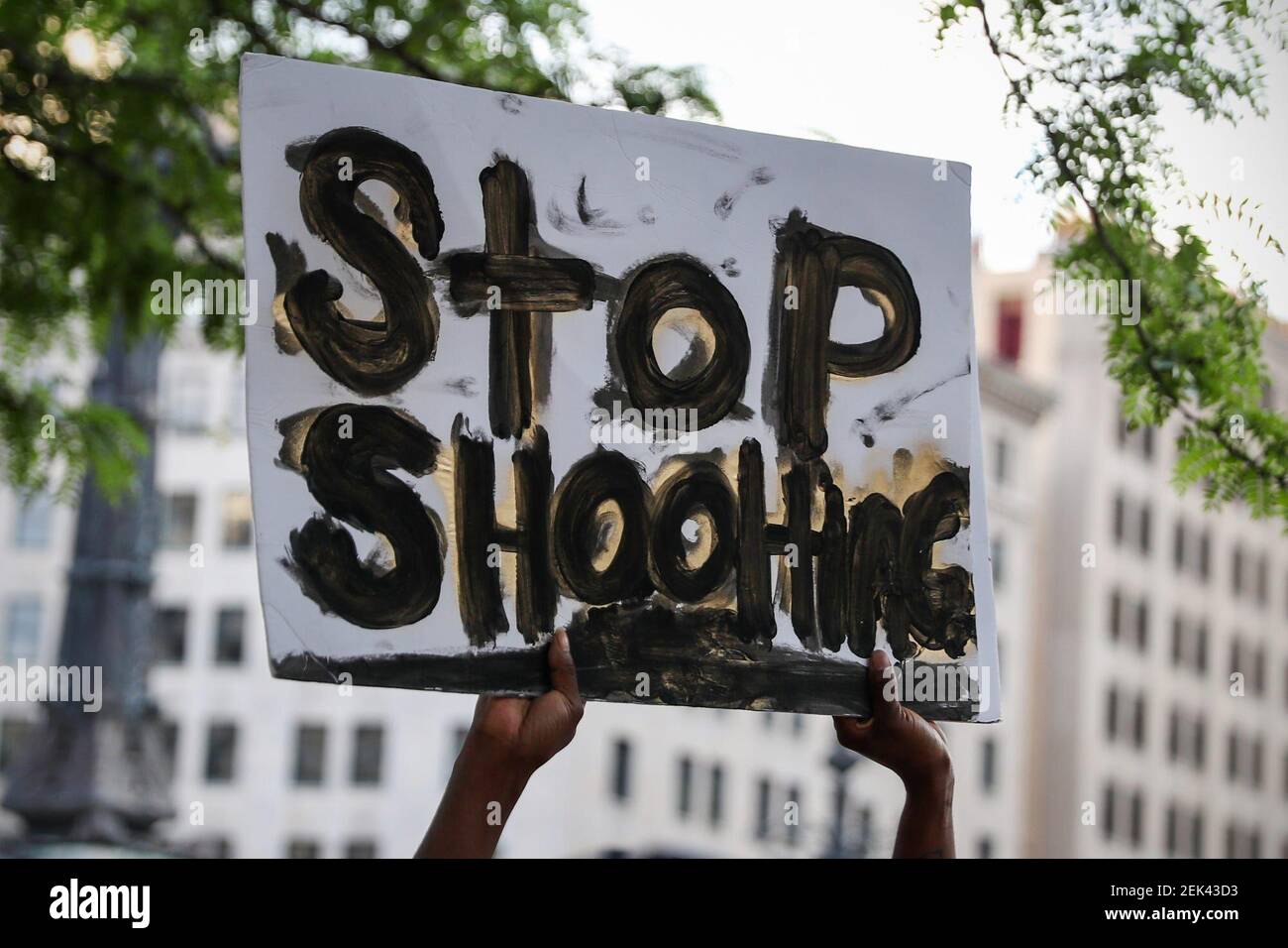Scenes from a protest that began at Monument Circle in the afternoon and moved through downtown Indianapolis, Indiana on the evening of Friday, May 29, 2020. The protest comes after a series of prominent Black deaths that have inflamed racial tensions across the United States. (Photo by Jenna Watson/IndyStar/USA Today Network/Sipa USA) Stock Photo