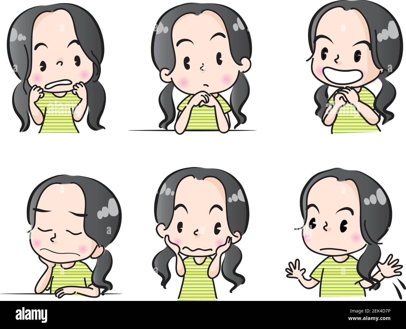 vector cartoon girl emoji stickers set Stock Vector Image & Art - Alamy