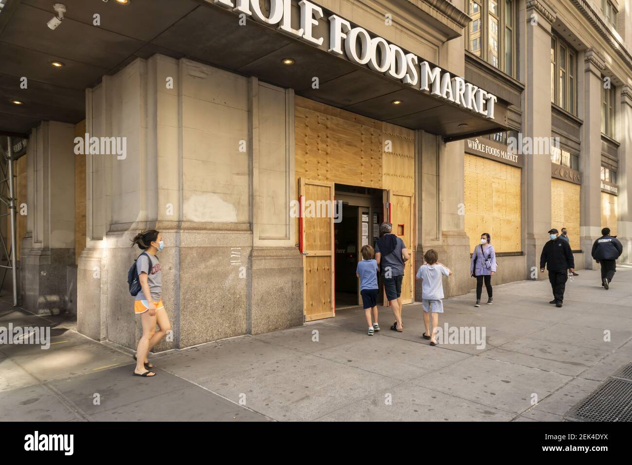 Whole Foods Market in Chelsea in New York is boarded up in anticipation