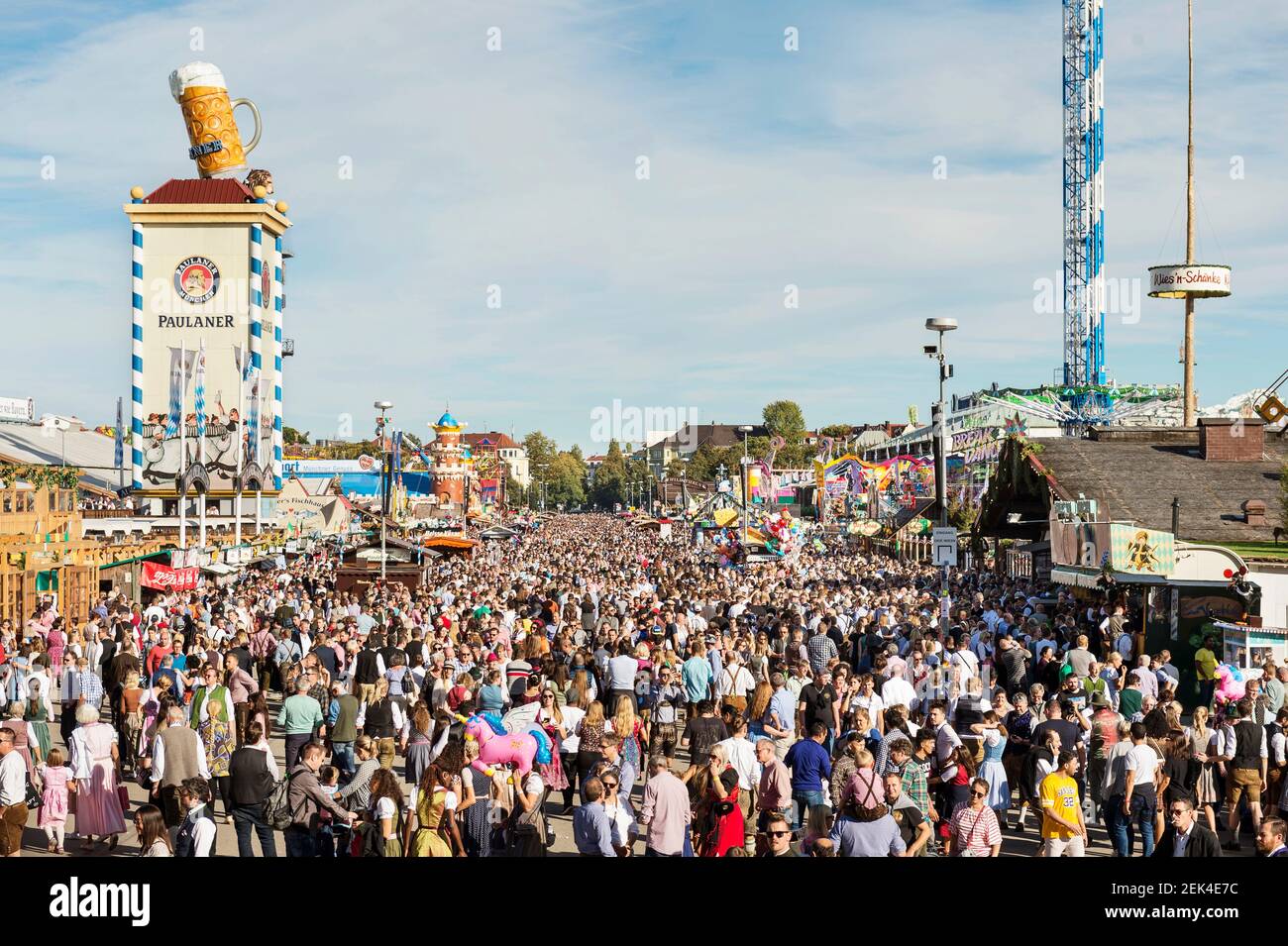 Bavaria-Munich-Germany, September 29th 2019: The biggest folk festival in the world, the Munich Oktoberfest, a typical scene during the Munich Oktober Stock Photo
