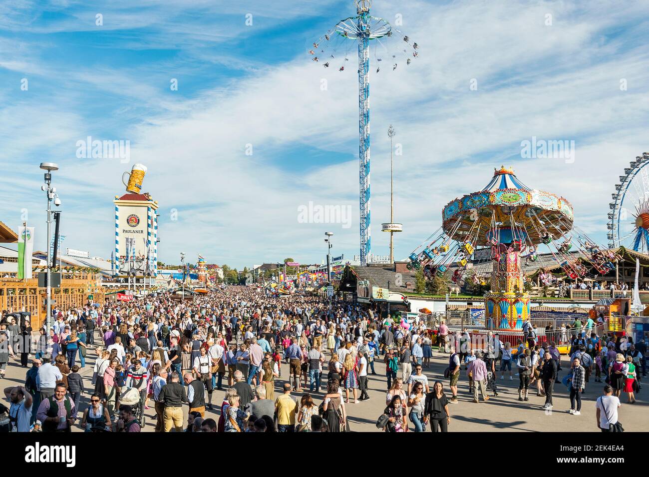 Bavaria-Munich-Germany, September 29th 2019: The biggest folk festival in the world, the Munich Oktoberfest, a typical scene during the Munich Oktober Stock Photo