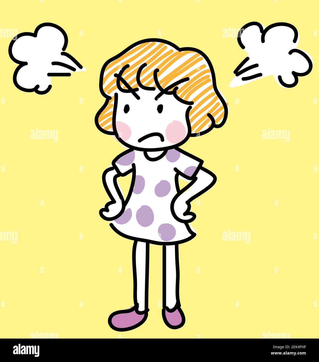 vector cartoon girl angry Stock Vector Image & Art - Alamy