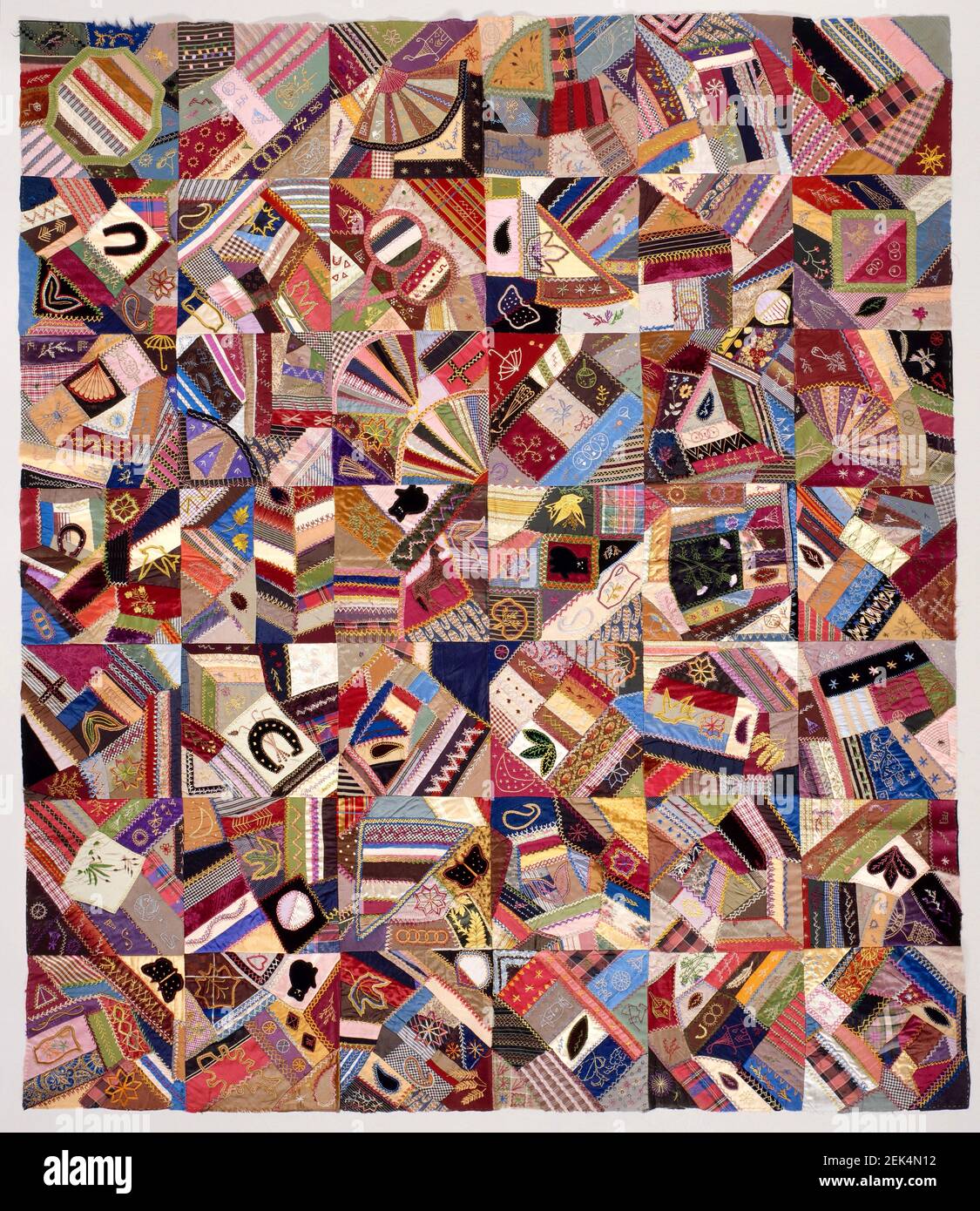 Crazy Quilt from 1885 by unknown maker Stock Photo Alamy