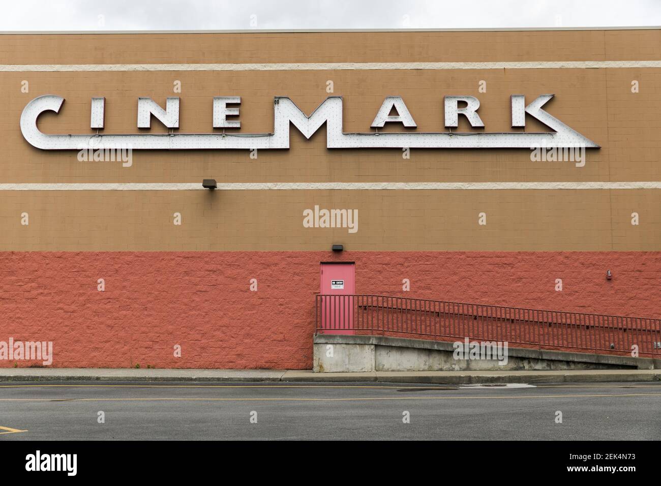 A logo sign outside of a Cinemark movie theater location in Bridgeport