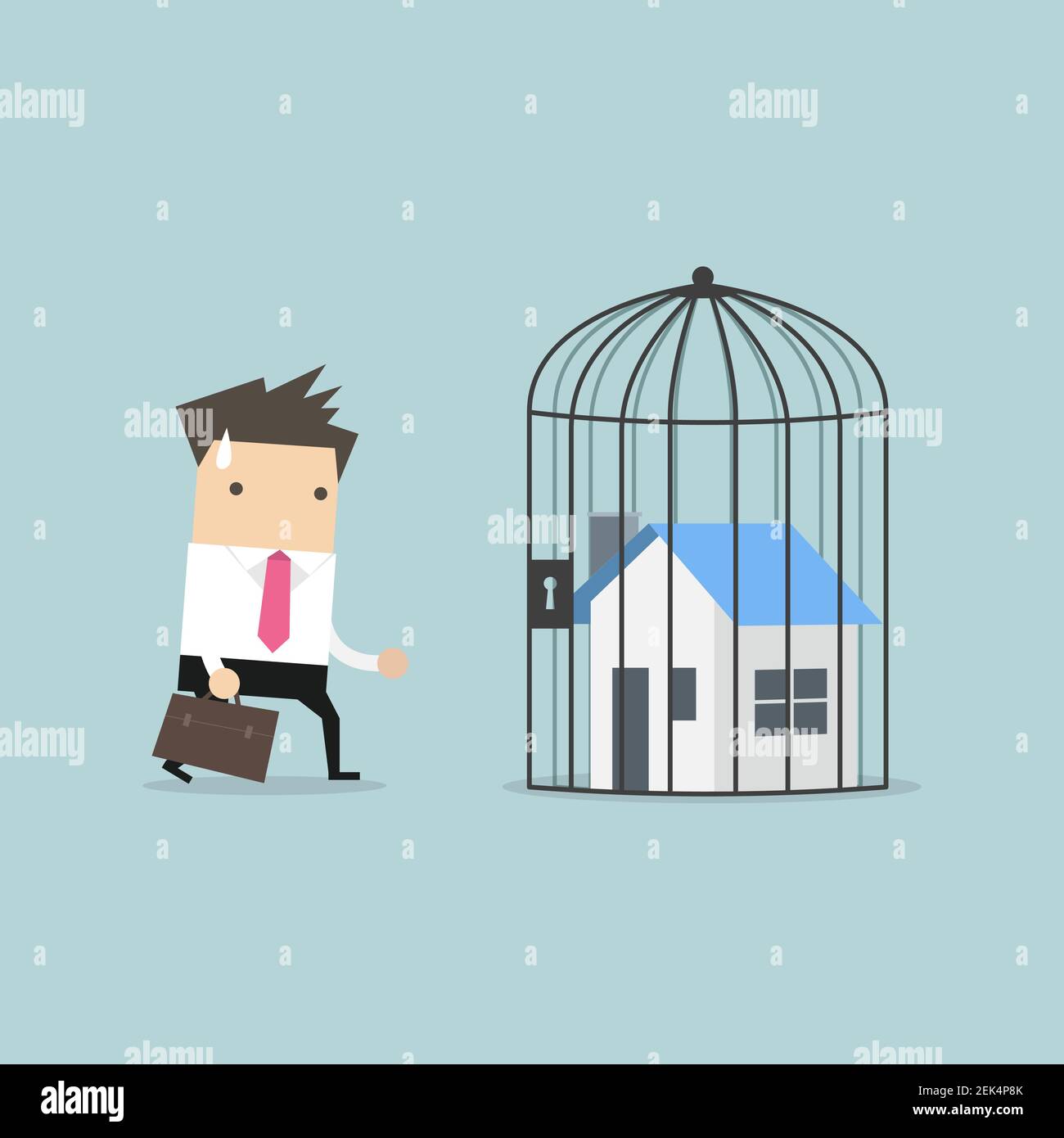 Businessman with locked house inside the cage, home foreclosure Stock  Vector Image & Art - Alamy