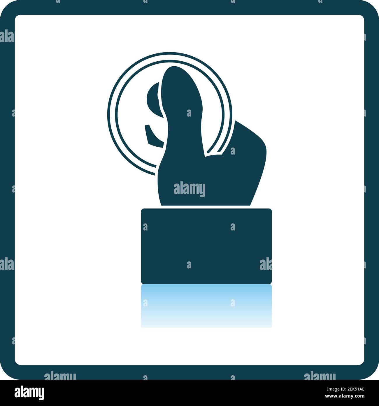 Hand Hold Dollar Coin Icon. Square Shadow Reflection Design. Vector Illustration. Stock Vector