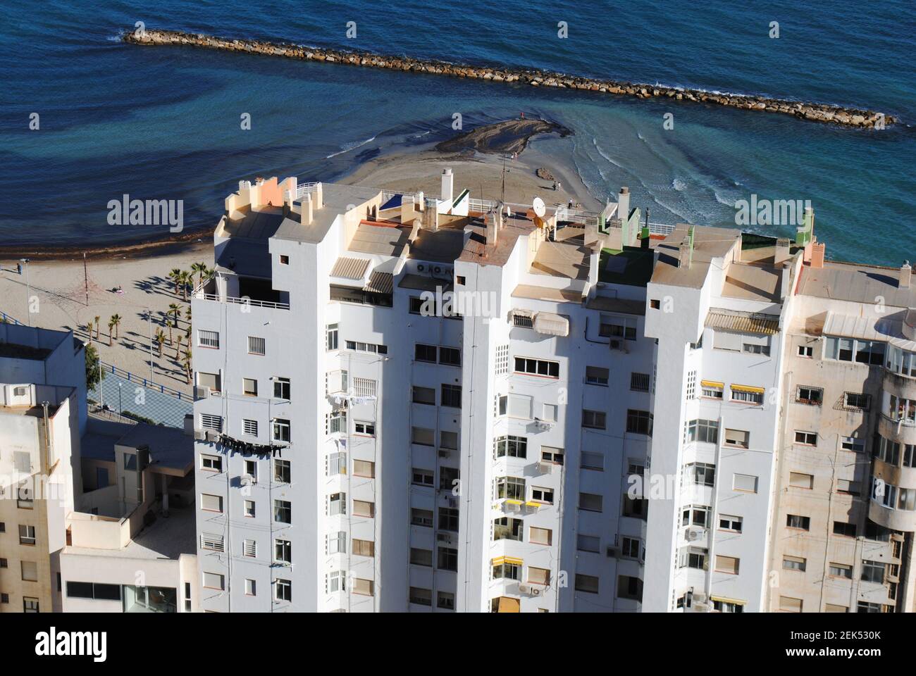 Tall blocks of flats with breathtaking views to the Mediterranean Sea. Stock Photo