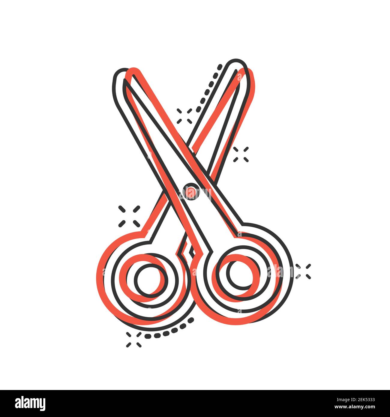 Scissor icon in comic style. Cut equipment cartoon vector illustration ...
