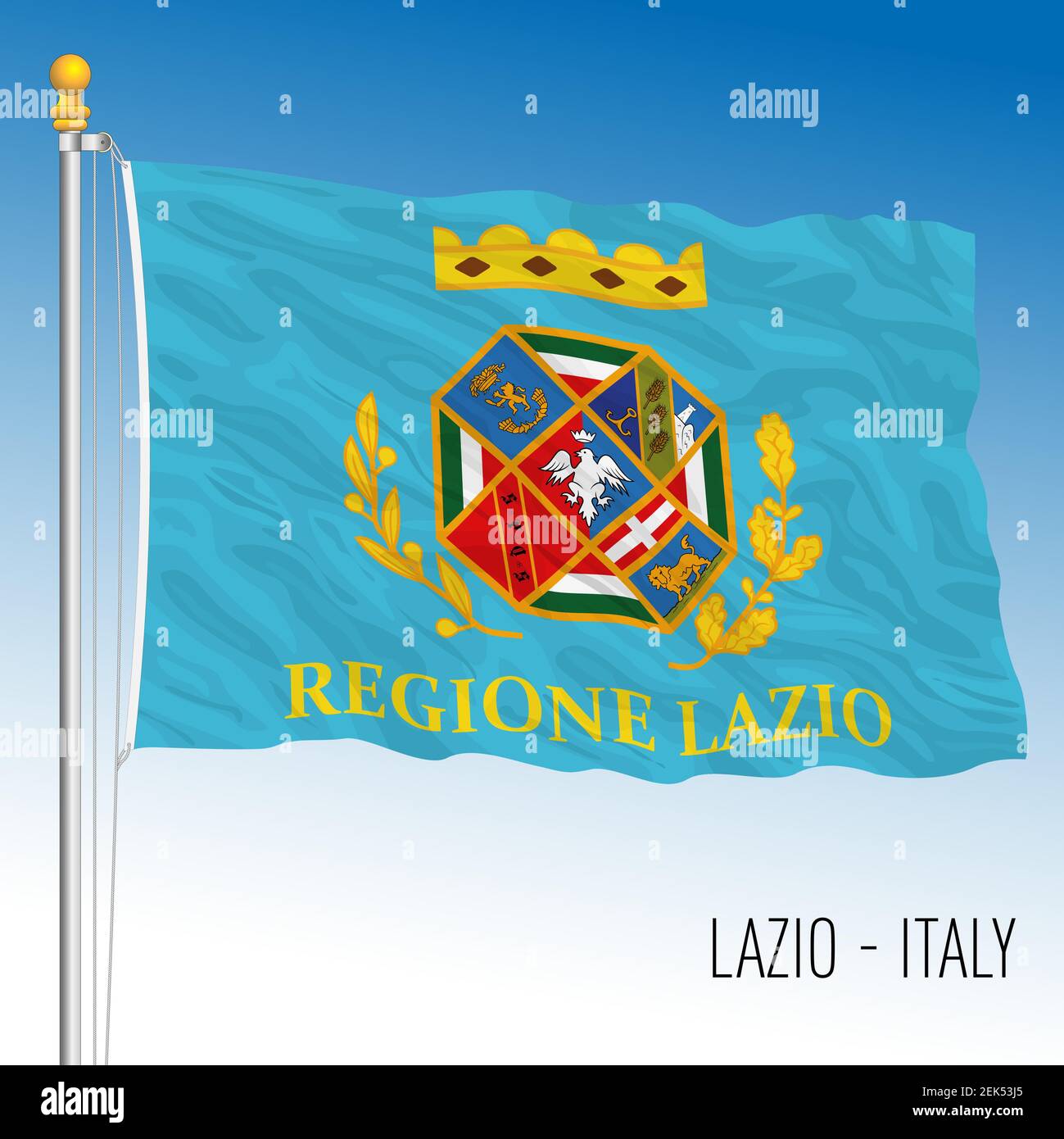 Lazio, flag of the region, Italian Republic, vector illustration Stock Vector