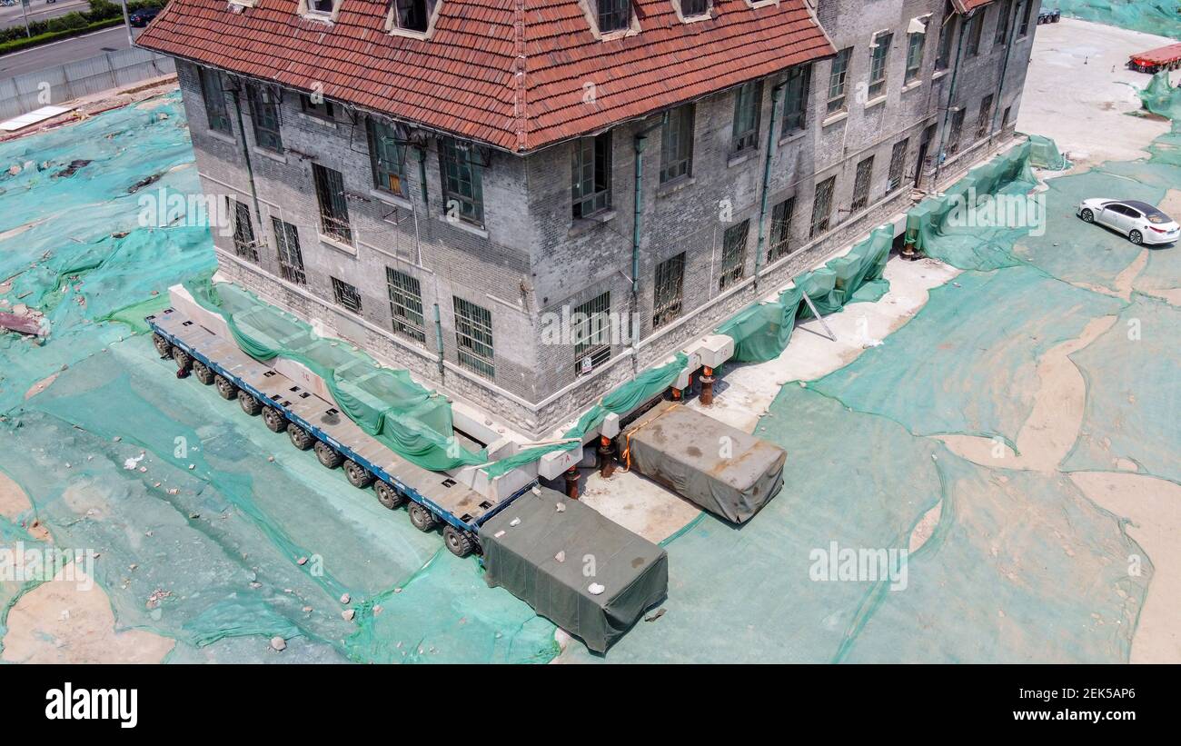 A Nun House of about 100 years old is on a hydraulic module trailer