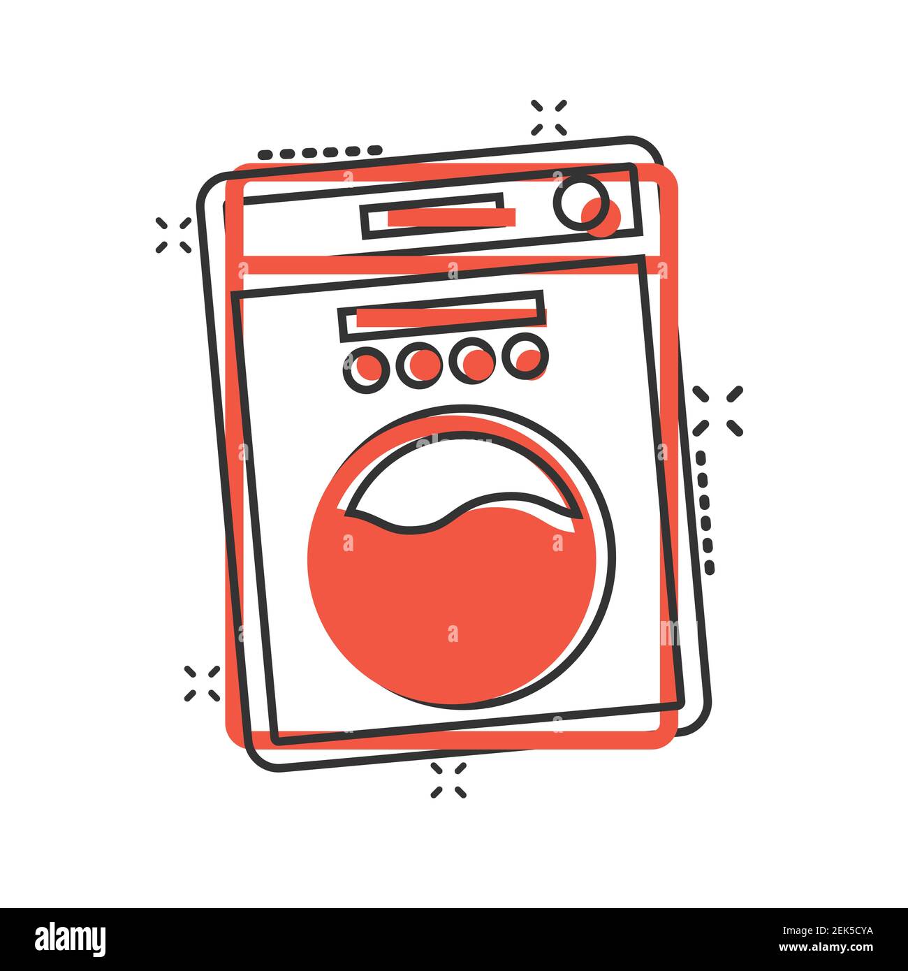 Washing machine icon in comic style. Washer cartoon vector illustration on  white isolated background. Laundry splash effect business concept Stock  Vector Image & Art - Alamy