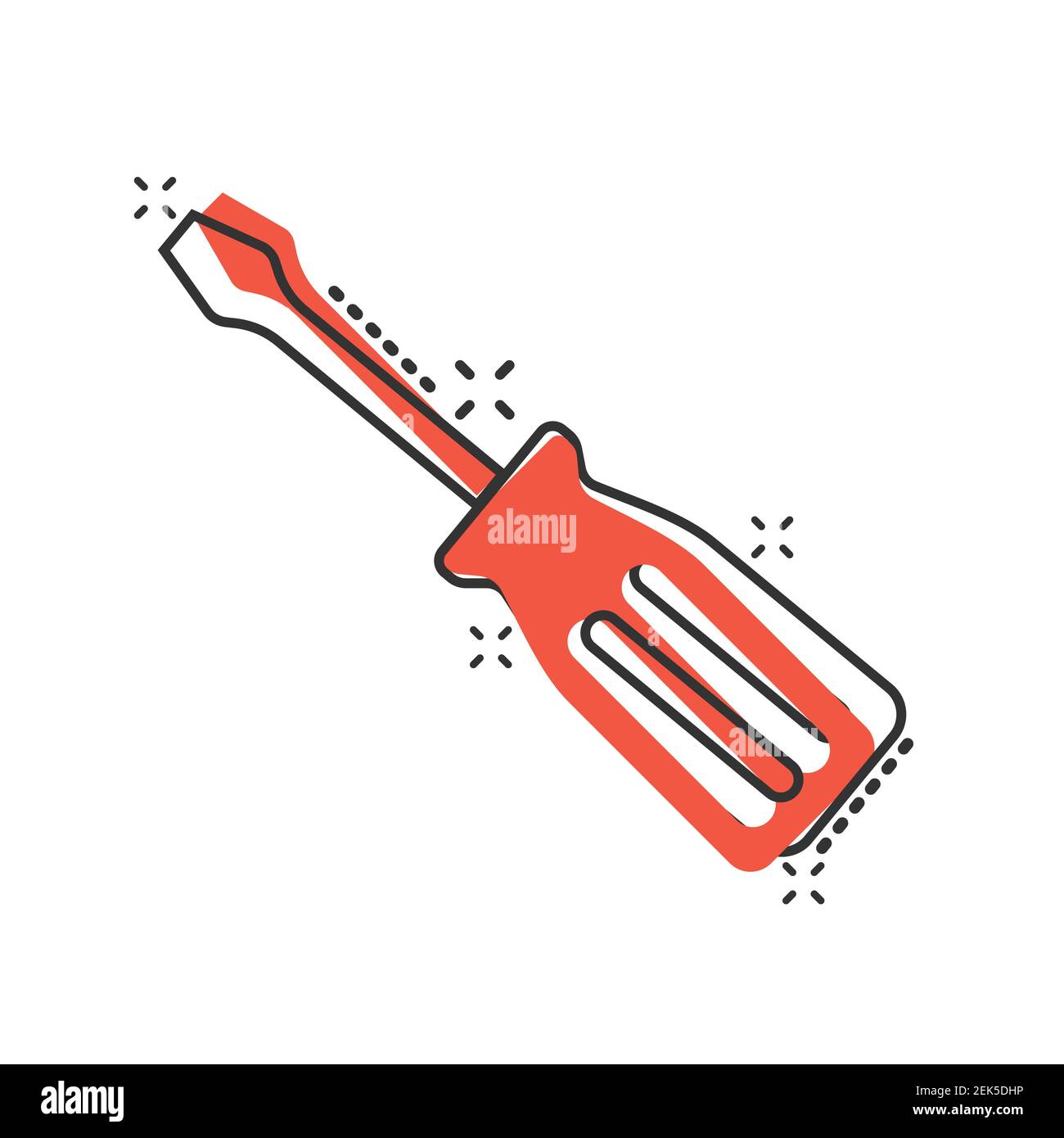 Screwdriver icon in comic style. Spanner key cartoon vector ...