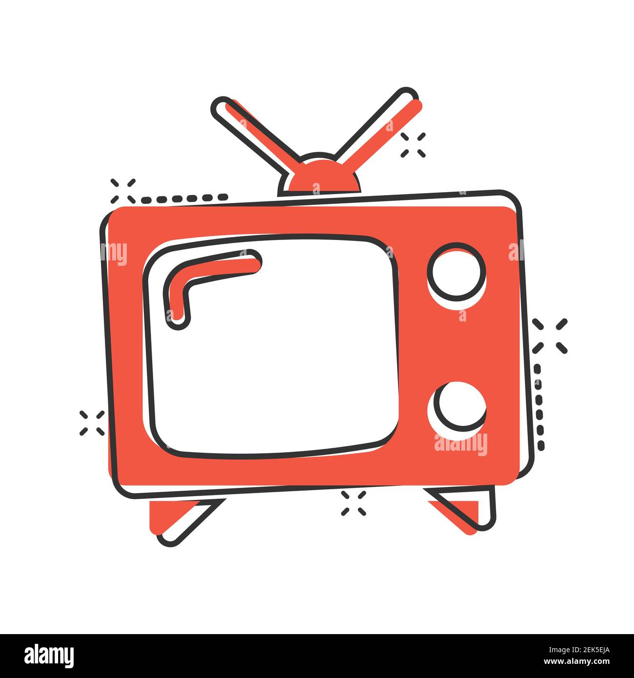 Retro tv screen vector icon in comic style. Old television cartoon illustration on white isolated background. Tv display splash effect business concep Stock Vector