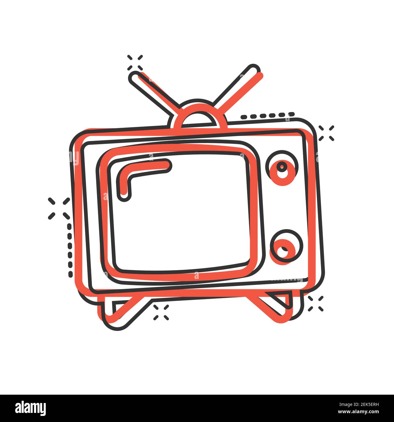 Retro tv screen vector icon in comic style. Old television cartoon  illustration on white isolated background. Tv display splash effect  business concep Stock Vector Image & Art - Alamy