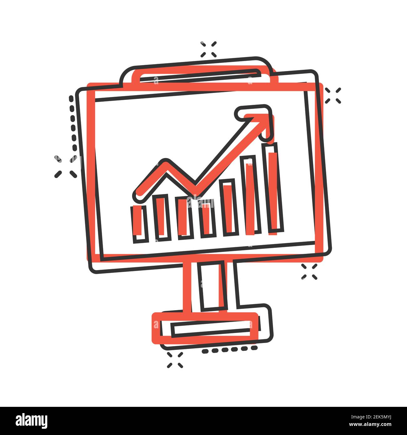 Growth diagram icon in comic style. Finance chart cartoon vector ...