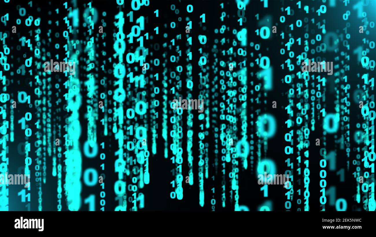 3d rendering of web backdrop with matrix data. Programming code with numbers running through the computer screen, computer generated Stock Photo