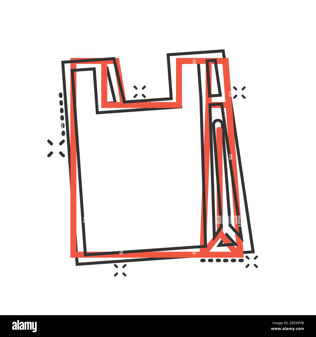 Shopping bag icon in comic style. Handbag cartoon sign vector ...
